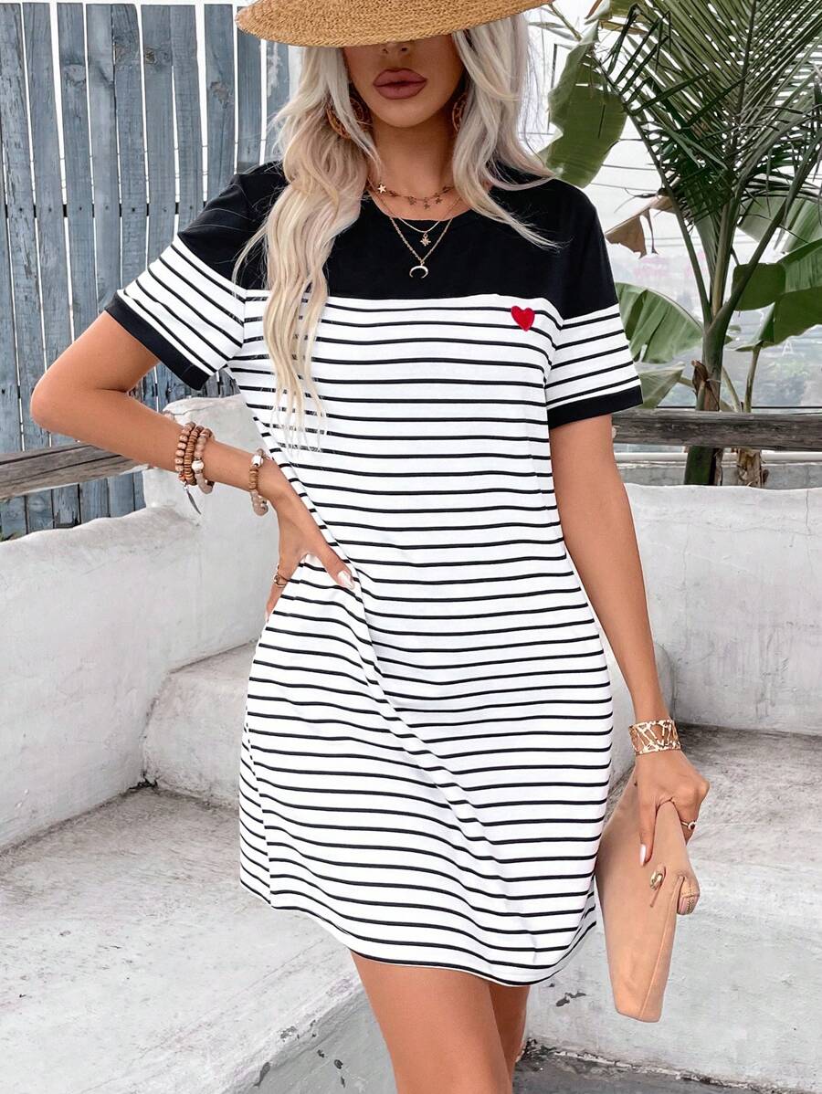 ERLINE - HEART ACCENT TEE DRESS