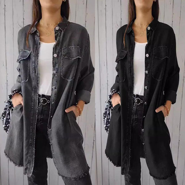 SHAVONNE -  SHIRT DENIM WITH LAPEL JACKET