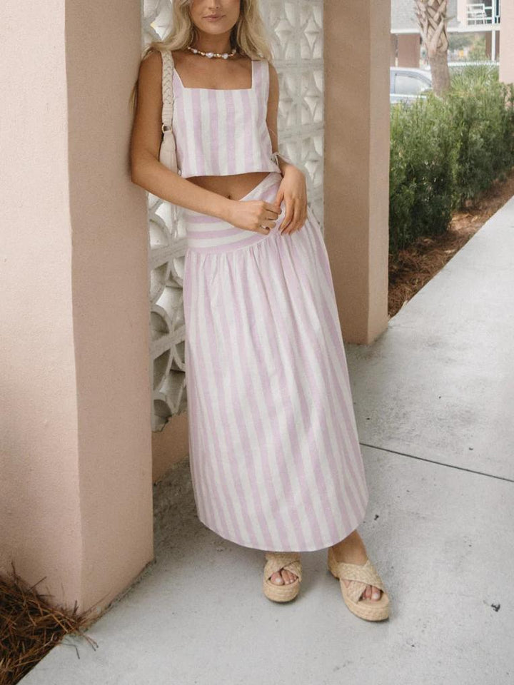 TIFFANY - PINK AND WHITE SUMMER SKIRT SET