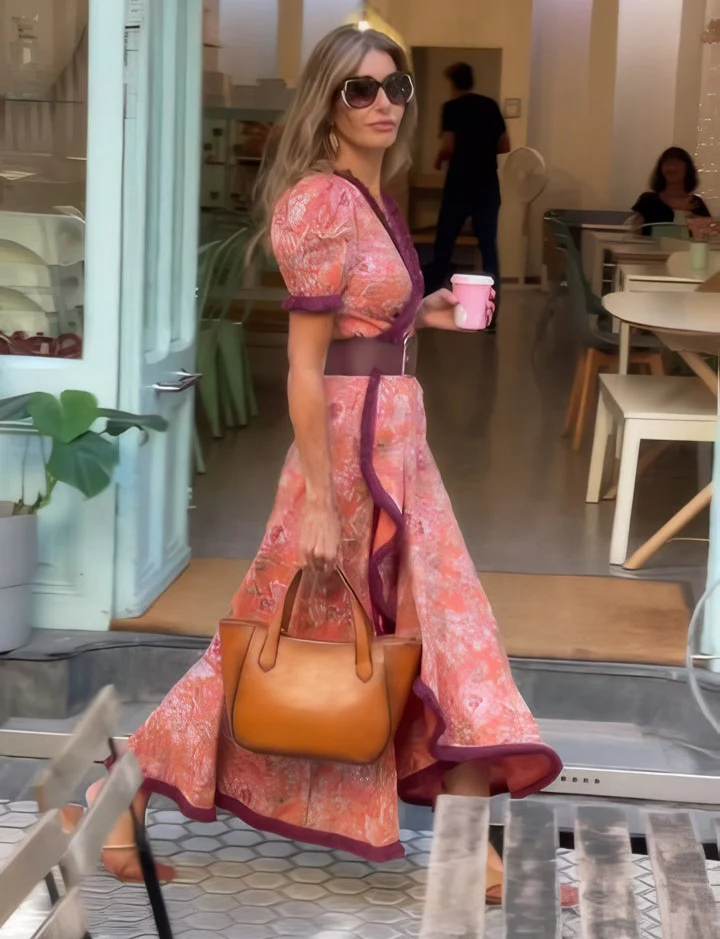 MAXINE - STYLISH BLUSH LONG DRESS