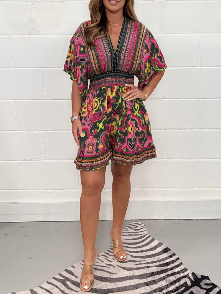 CHARLEIGH - PLUS SIZE PLAYSUIT IN VINTAGE STYLE