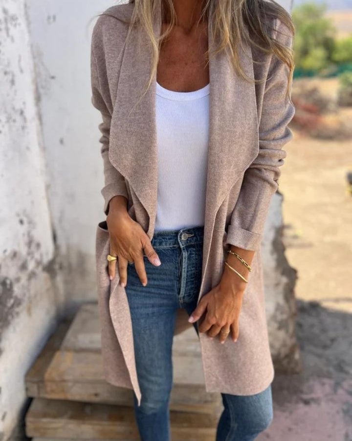 SALVEO - GENTLE FABRIC COLLARED CARDIGAN