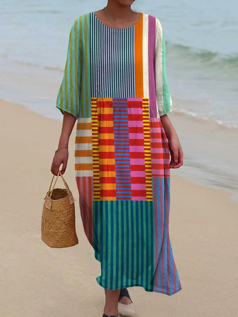 SHAVI - RETRO GEO PRINT COTTON DRESS