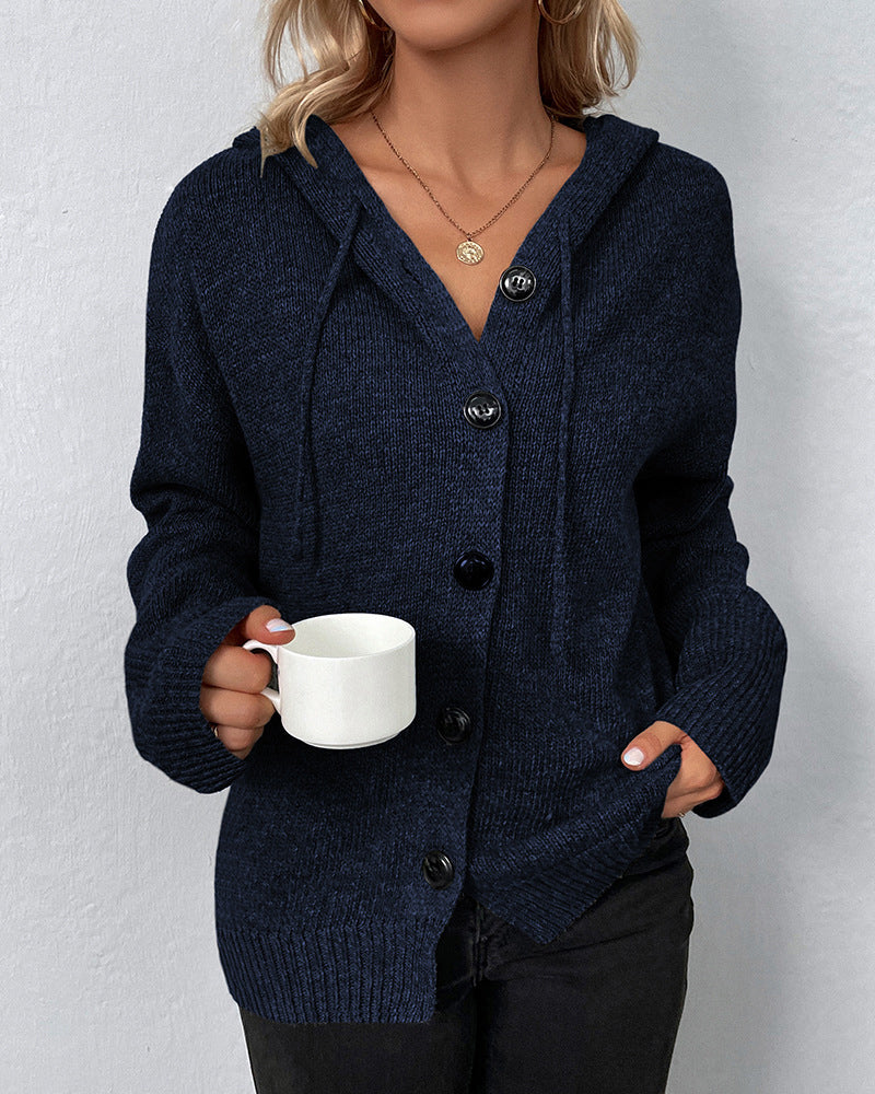 FERNANDA - SOLID HOODED JACKET WITH DRAWSTRINGS