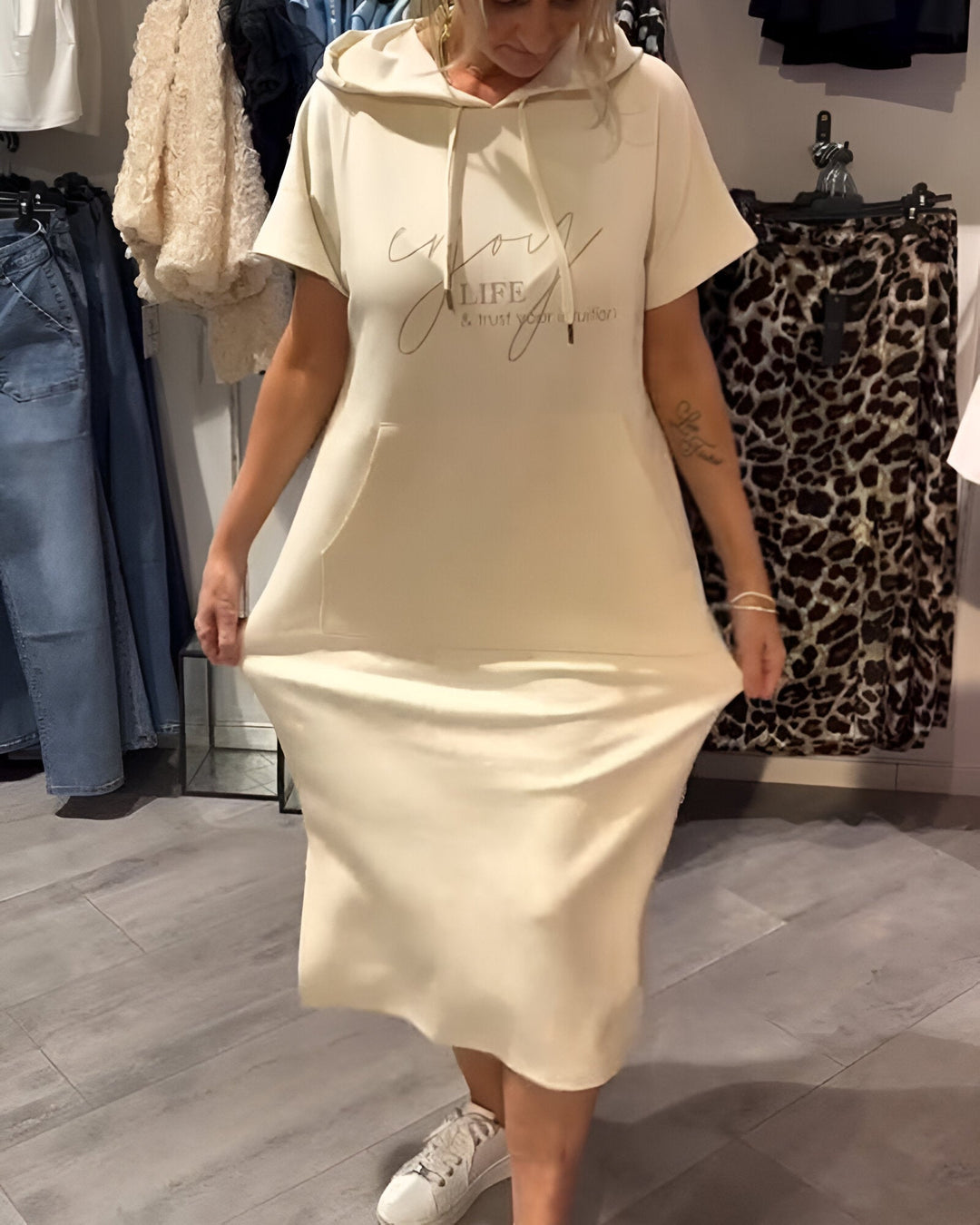 CECILLE - RELAXED HOODED LOUNGE DRESS