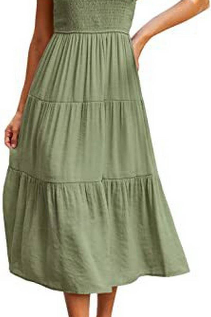 MARINEL - SHIRRED ELEGANCE MIDI DRESS