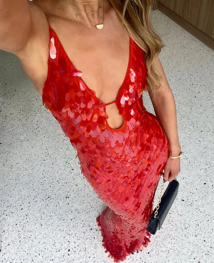 Kalea - Glitter Sequins Backless Strap Dress