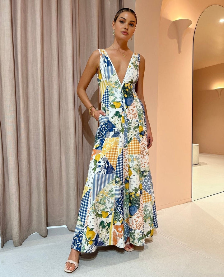 RAI – BOHO PATCHWORK MAXI DRESS