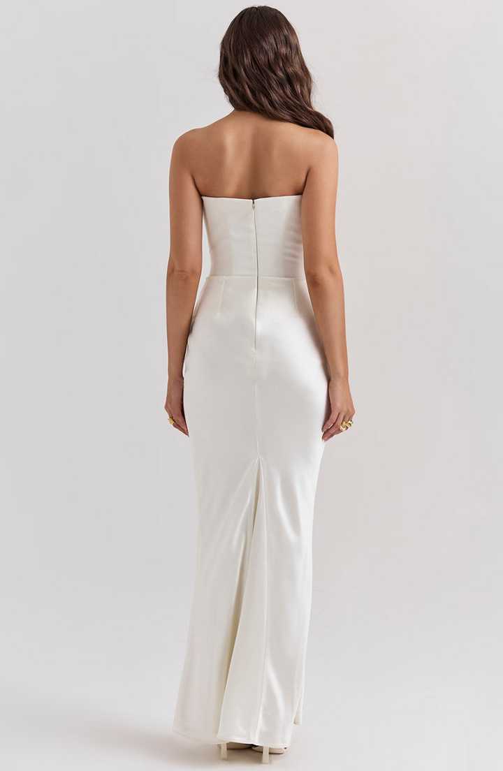 Hera - Elegant Retro Solid Color Strapless Party Dress