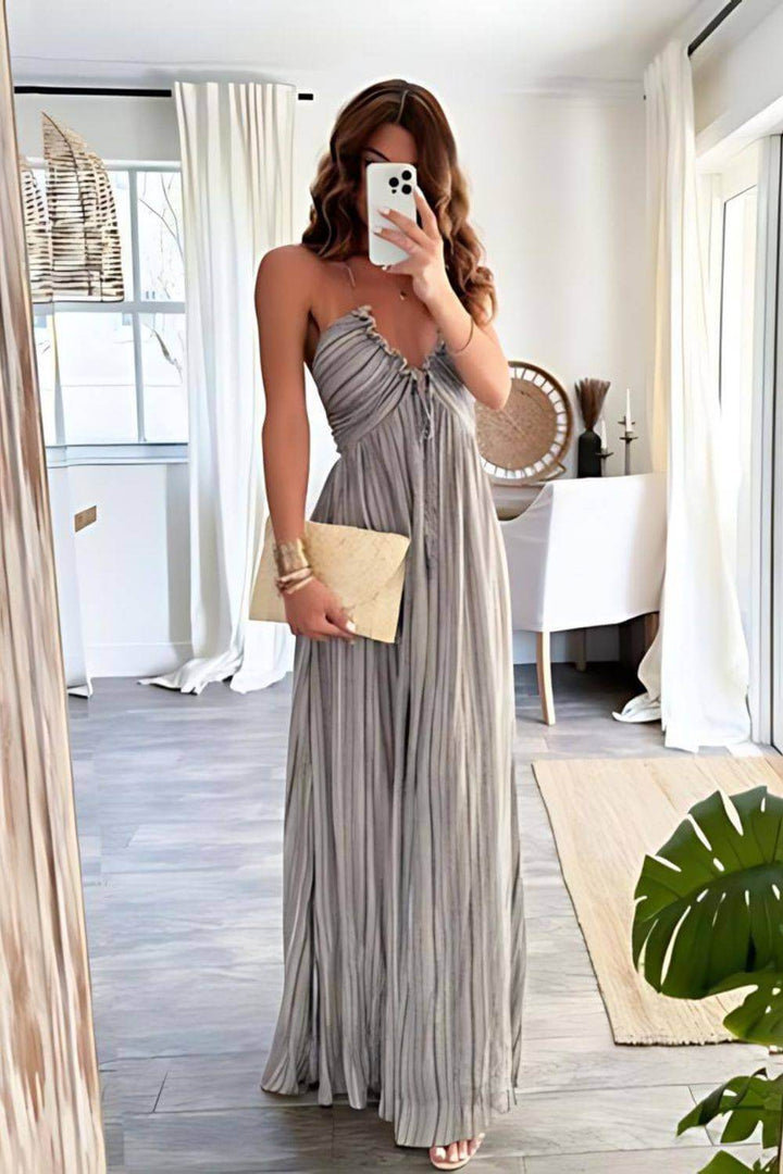 ASHLYN - MODERN FLOWY PLEAT DRESS