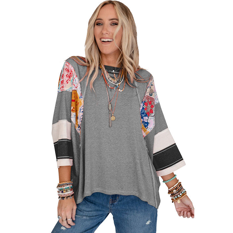 CARISSA – ARTISAN BATWING PATCHWORK BLOUSE