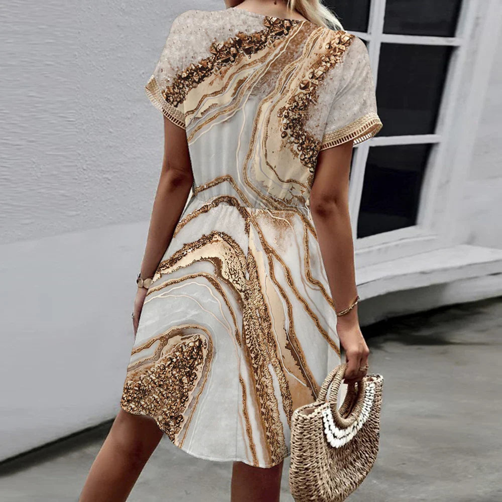 SIMA - CHIC GRAPHIC V-NECK DRESS
