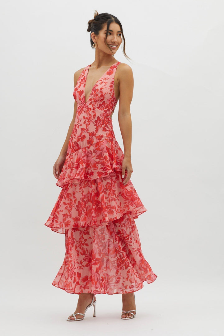 FERRERAS - REFINED STYLE RUFFLE MIDI DRESS