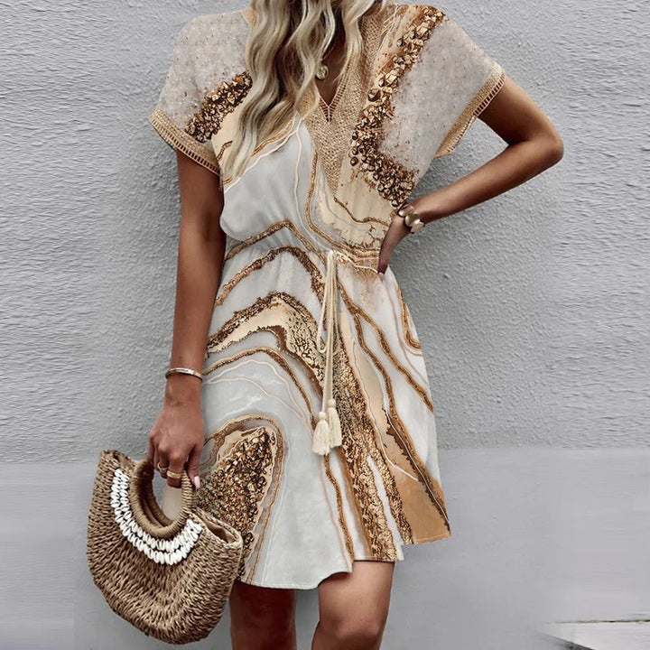 SIMA - CHIC GRAPHIC V-NECK DRESS