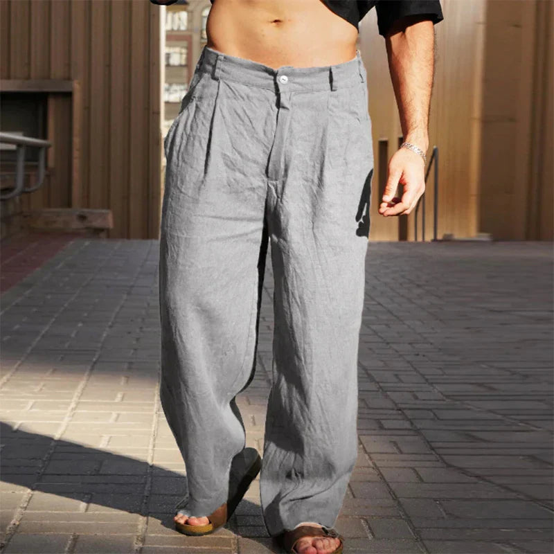 CHAPLIN - CLASSIC WIDE LEG LINEN TROUSERS