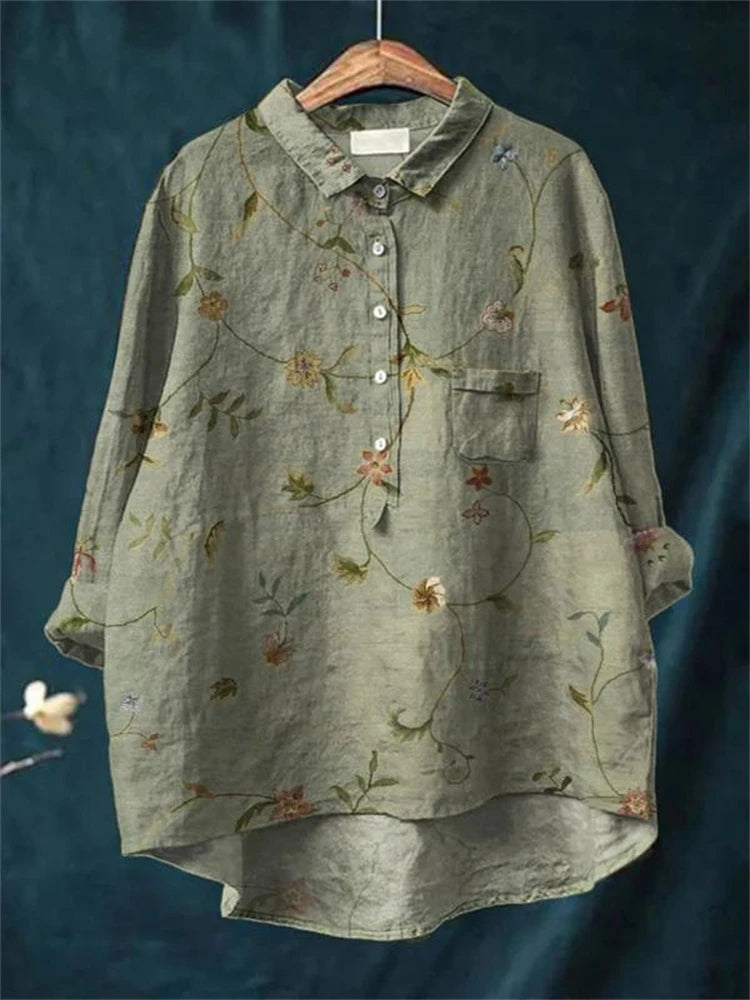 Kasey | Vintage Retro Floral Art Print Shirt