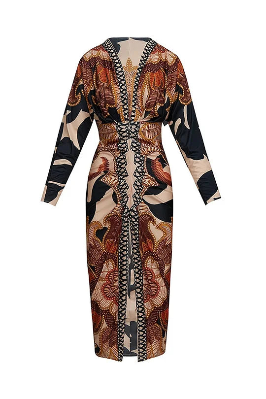 EUGENIA - BRAZILIAN INSPIRED PRINT RUCHED SLIT DRESS