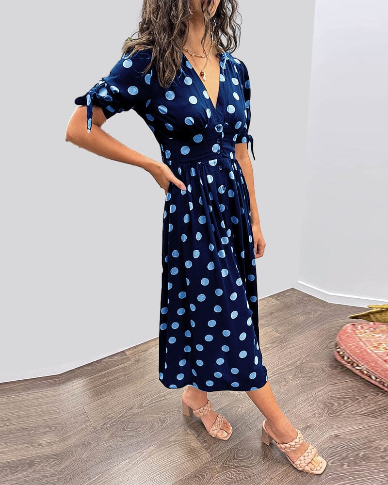 SAINTCLAIR - SWEETHEART DEEP V POLKA DOT DRESS