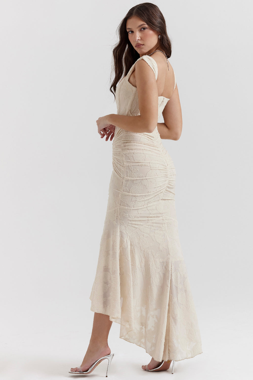 Boheme - Sleeveless Ruched Bodycon Evening Dress