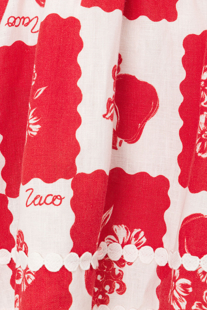 ASINETH - FLIRTY RED AND WHITE MINI DRESS