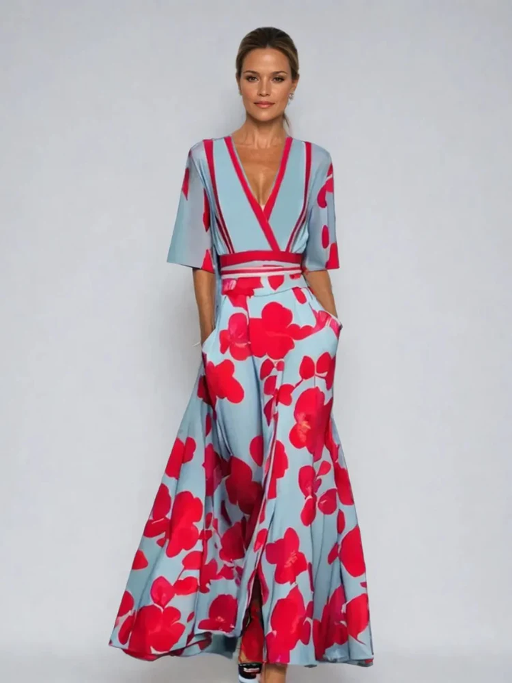 Evie - Elegant Dress With Flower Pattern