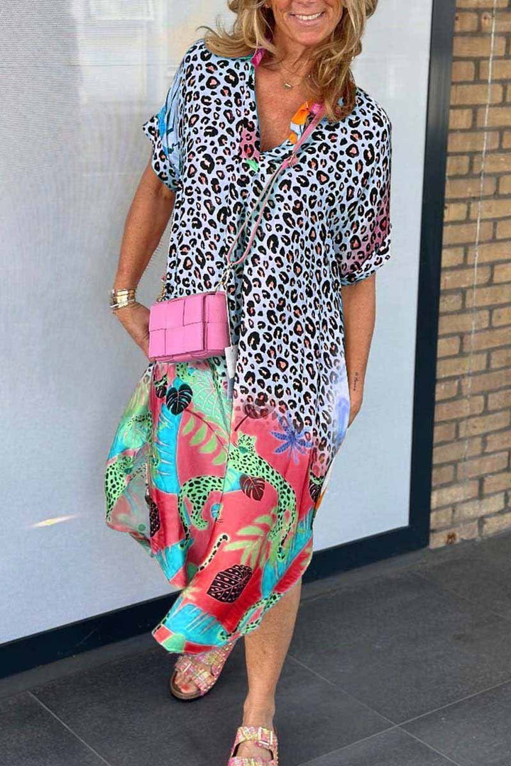 NEVE - CASUAL DRESS WITH LEOPARD PRINT