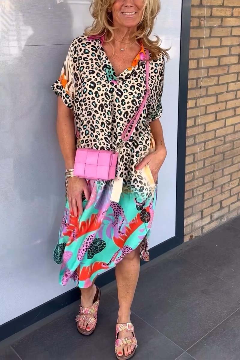 NEVE - CASUAL DRESS WITH LEOPARD PRINT