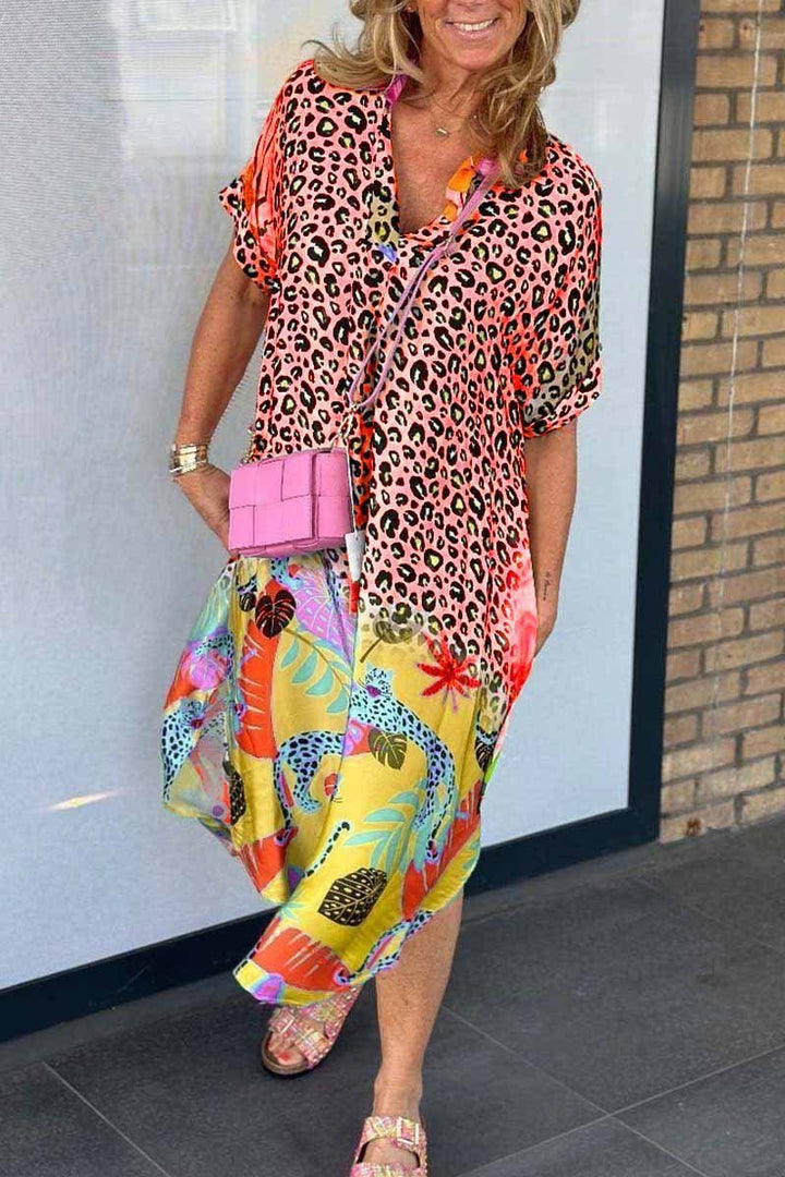 NEVE - CASUAL DRESS WITH LEOPARD PRINT
