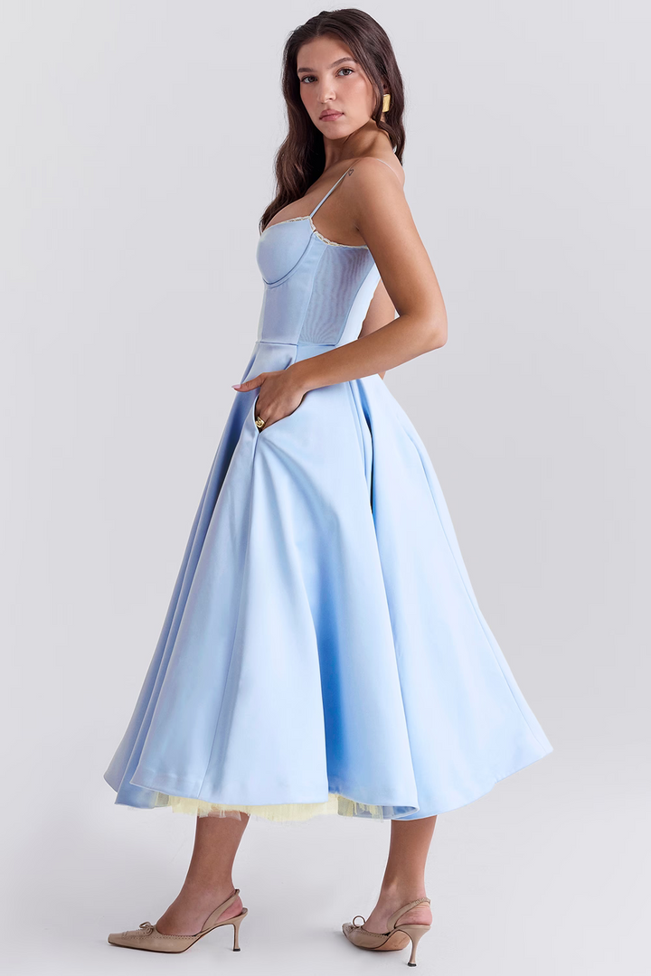 BRIGGITE - FIT AND FLARE BUSTIER TEA DRESS