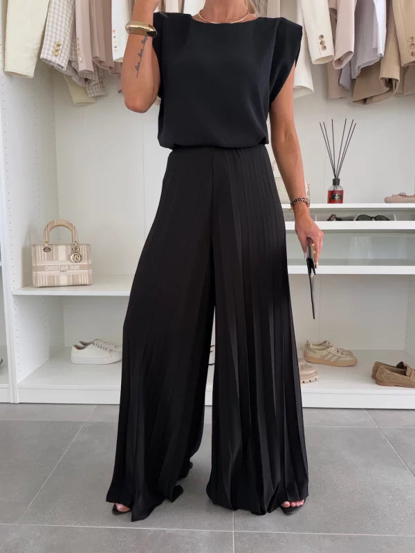 WILLIA - CHIC O-NECK TOP & PANT SET