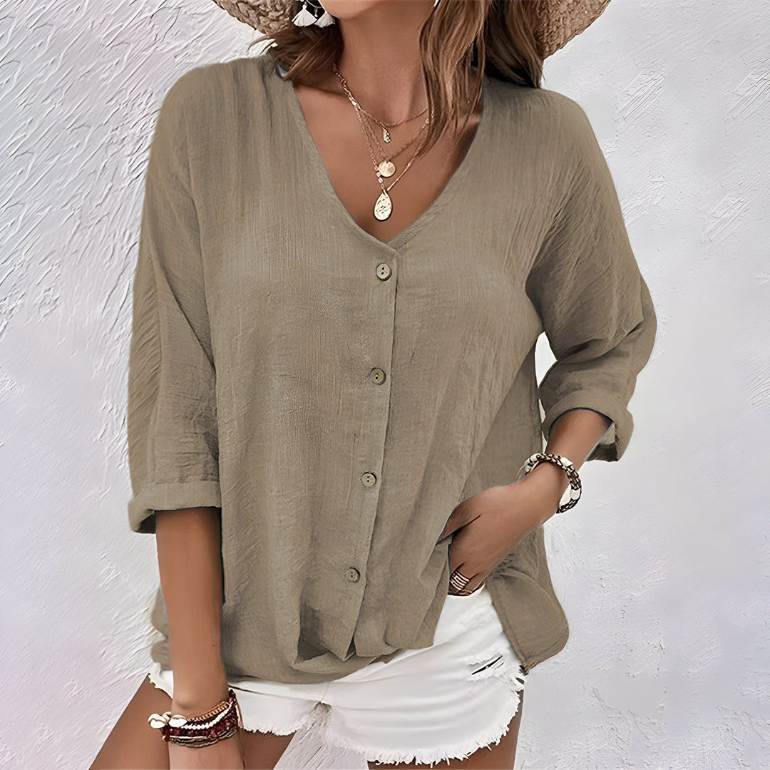 BARCELONA - FINE TEXTURE V-NECK T-SHIRT