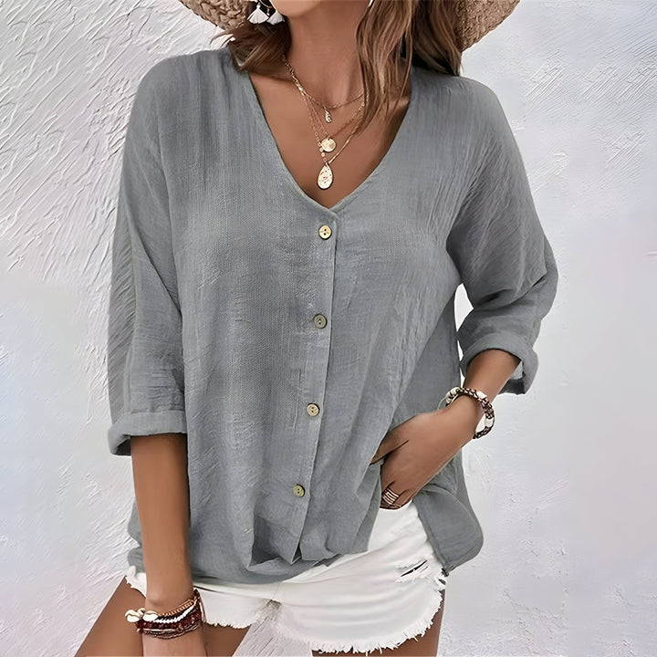 BARCELONA - FINE TEXTURE V-NECK T-SHIRT