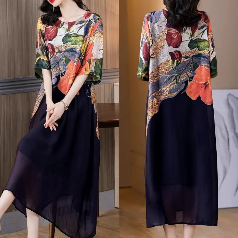 KIERSTEN - CHIC BOTANICAL PATTERN DRESS