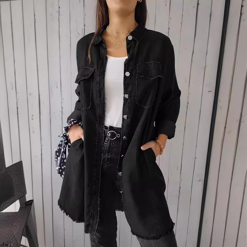 SHAVONNE -  SHIRT DENIM WITH LAPEL JACKET