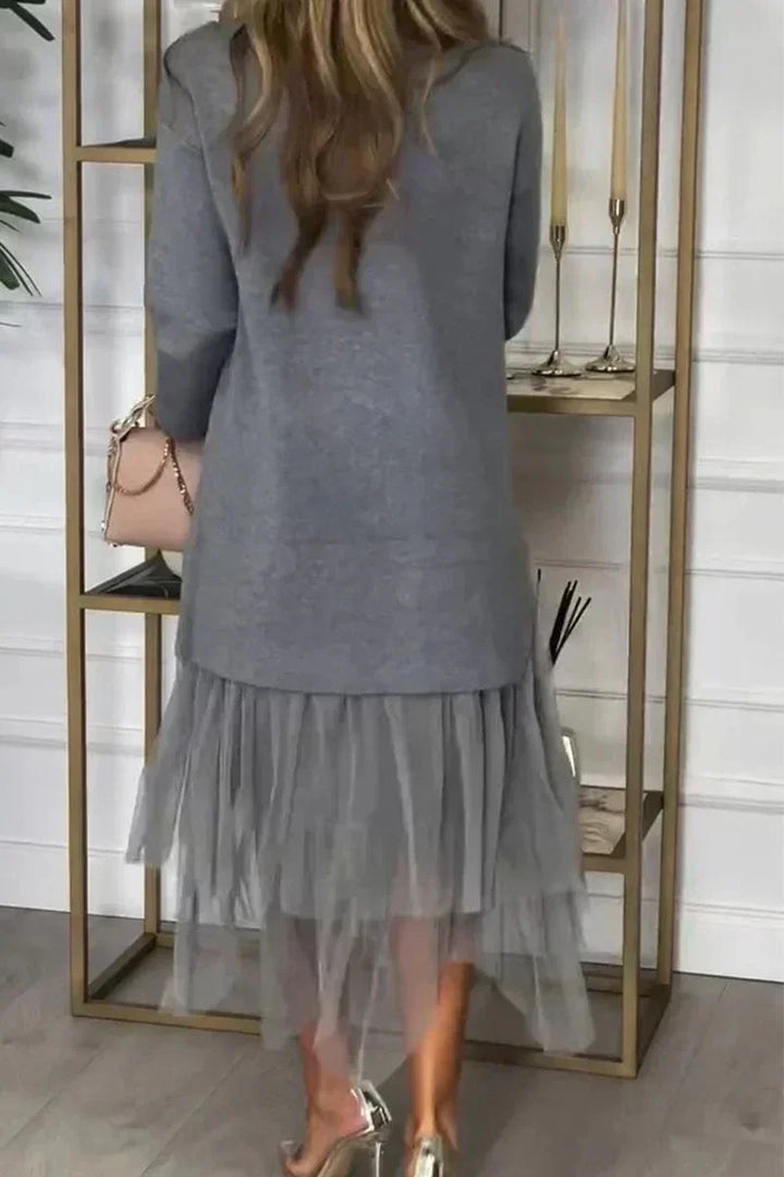 EIMEREN - SOLID PATCHWORK KNIT DRESS