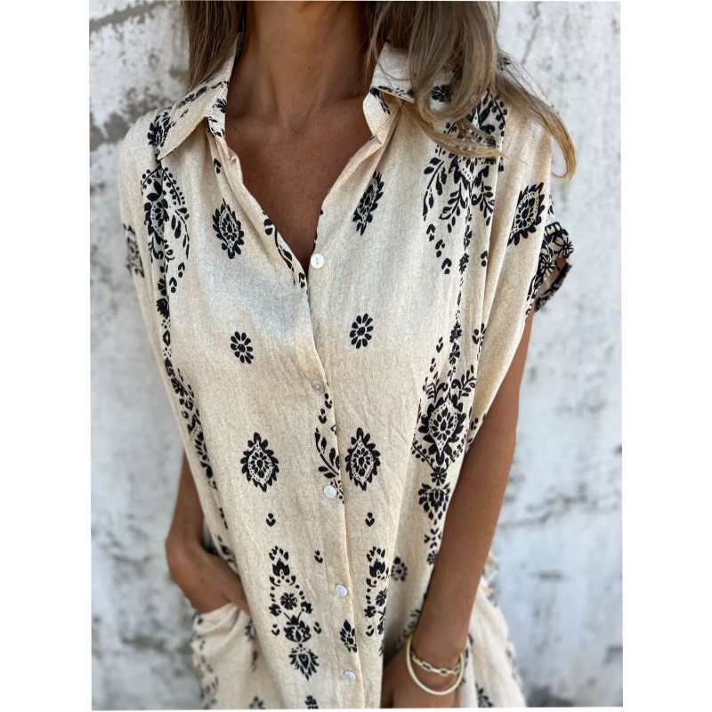 MIKELA - RELAXED FIT PRINTED DRESS WITH POCKETS