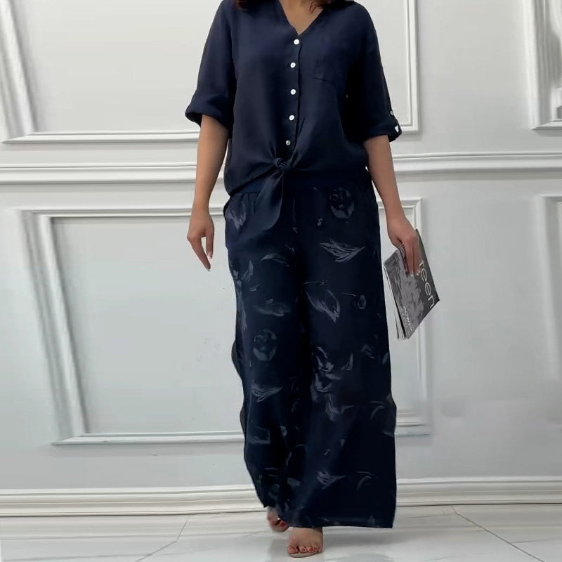 NIVES - RELAXED FIT BLOUSE & HIGH-RISE SET