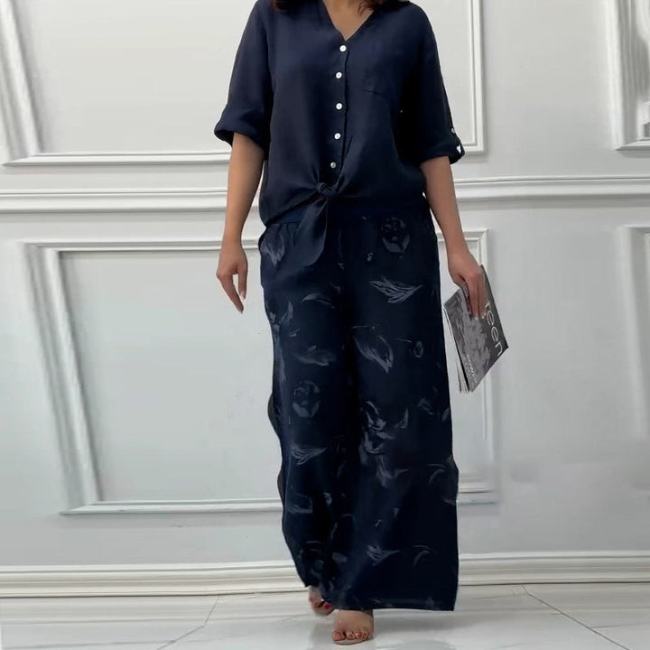 NIVES - RELAXED FIT BLOUSE & HIGH-RISE SET