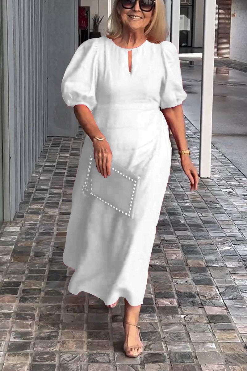 LORETA – CLASSIC PUFF STYLE MIDI DRESS