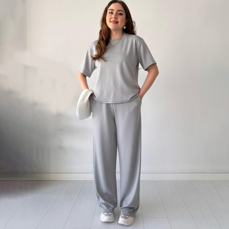 JENNIE - ROUND COLLAR TOP AND FLEXIBLE WAIST SLACKS