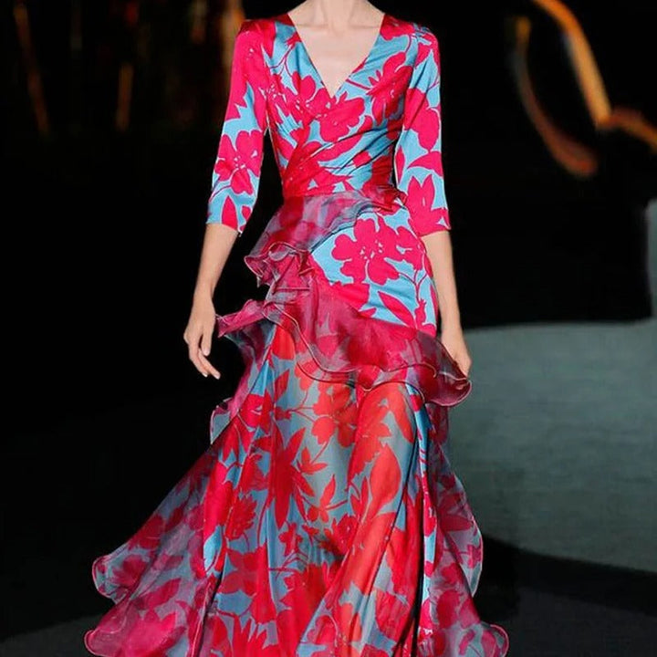 Chris - Floral Pattern Party Banquet Dress