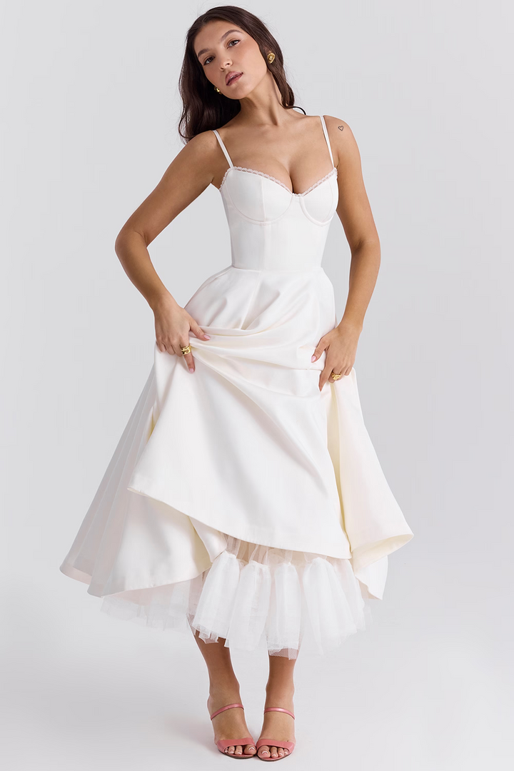 BRIGGITE - FIT AND FLARE BUSTIER TEA DRESS